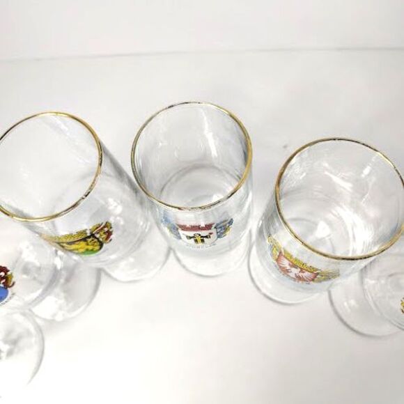 Set of 6 German Coat of Arms Wine Glasses Short Stem Port 6.5 Inch Vintage - Picture 9 of 9